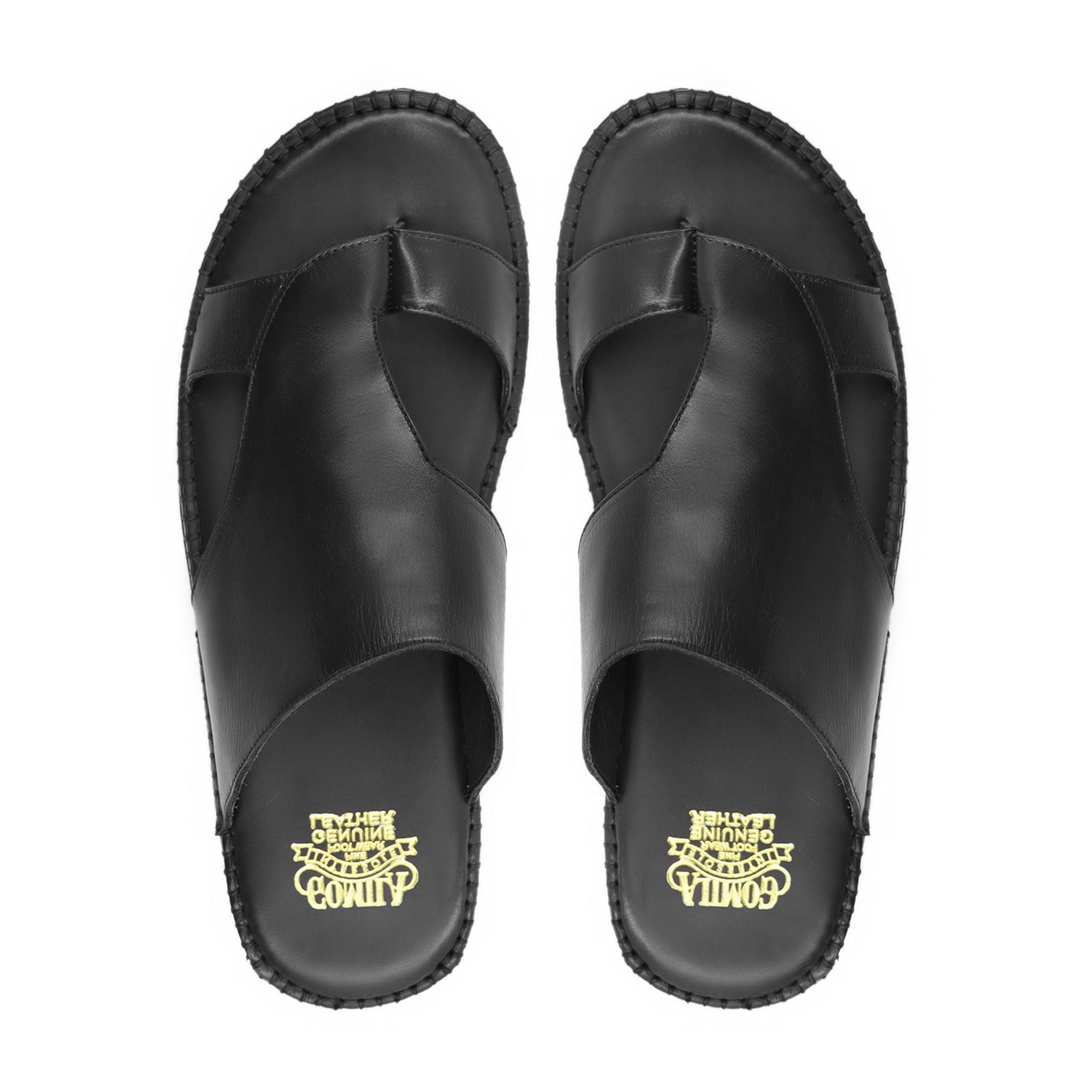 Tatsuya - Men's Black Calf Leather Slipper