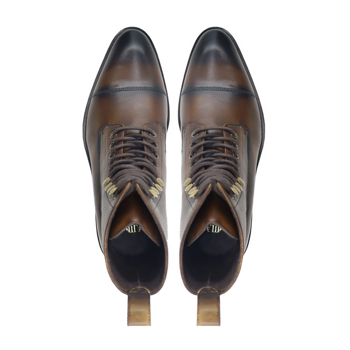 Kenji - Men's Burnished Brown Calf and Pebble Grain Leather Boot - Goodyear Welted