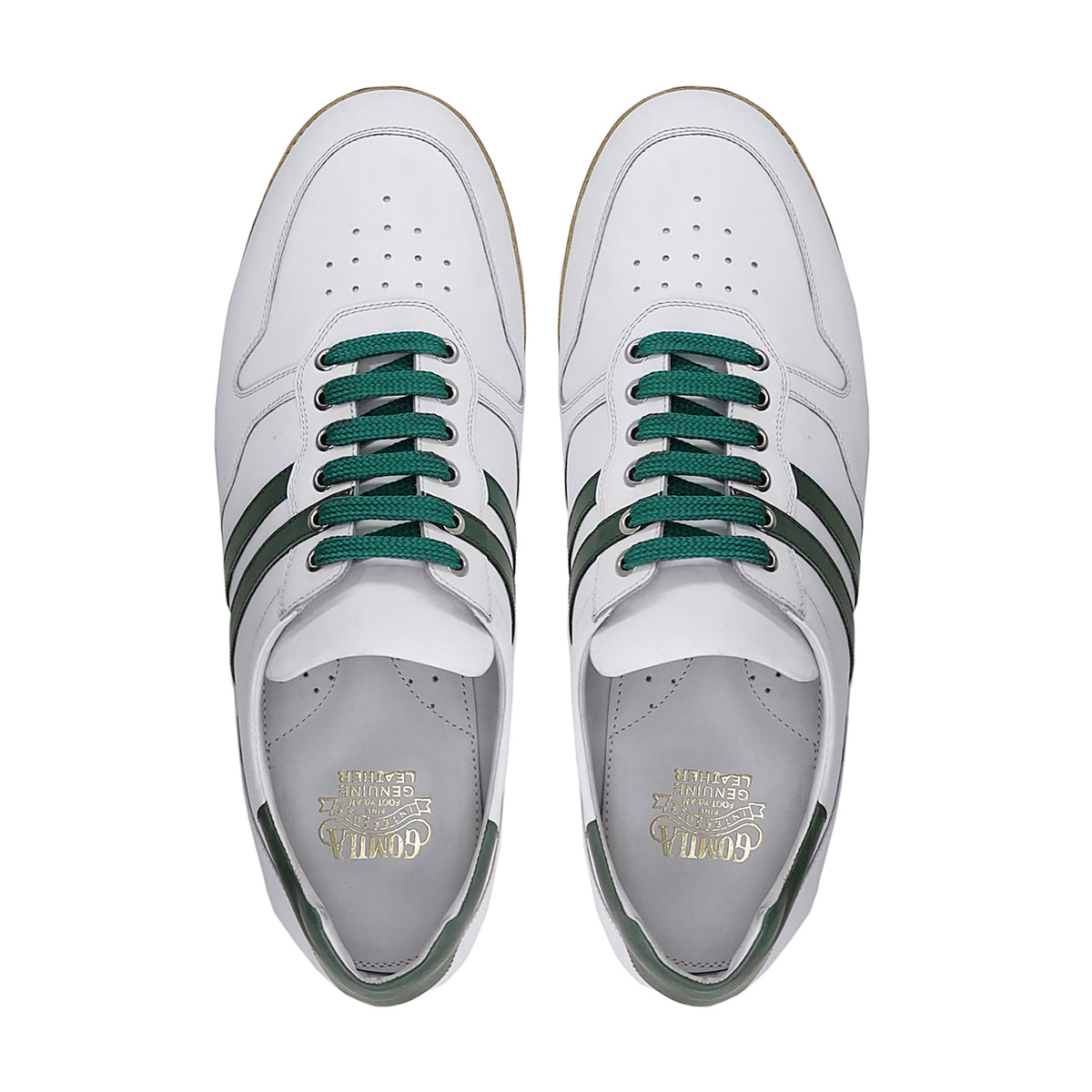 Gavyn - Men's White and Green Leather Jogger