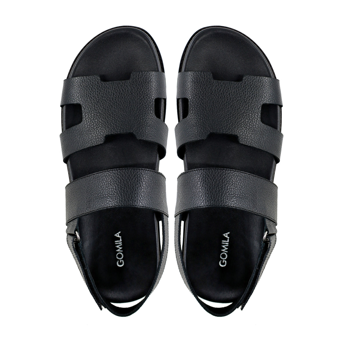 Reeve- Men's Black Pebble Grain Leather Sandal