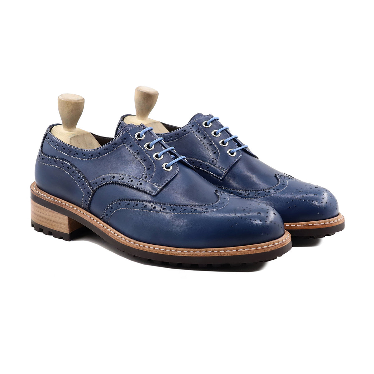 Foster - Men's Blue Calf Leather Derby Shoe - Goodyear Welted