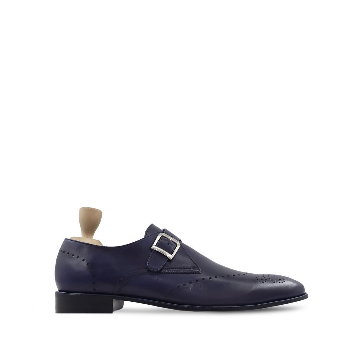 Kazuya - Men's Navy Blue Calf Leather Single Monkstrap