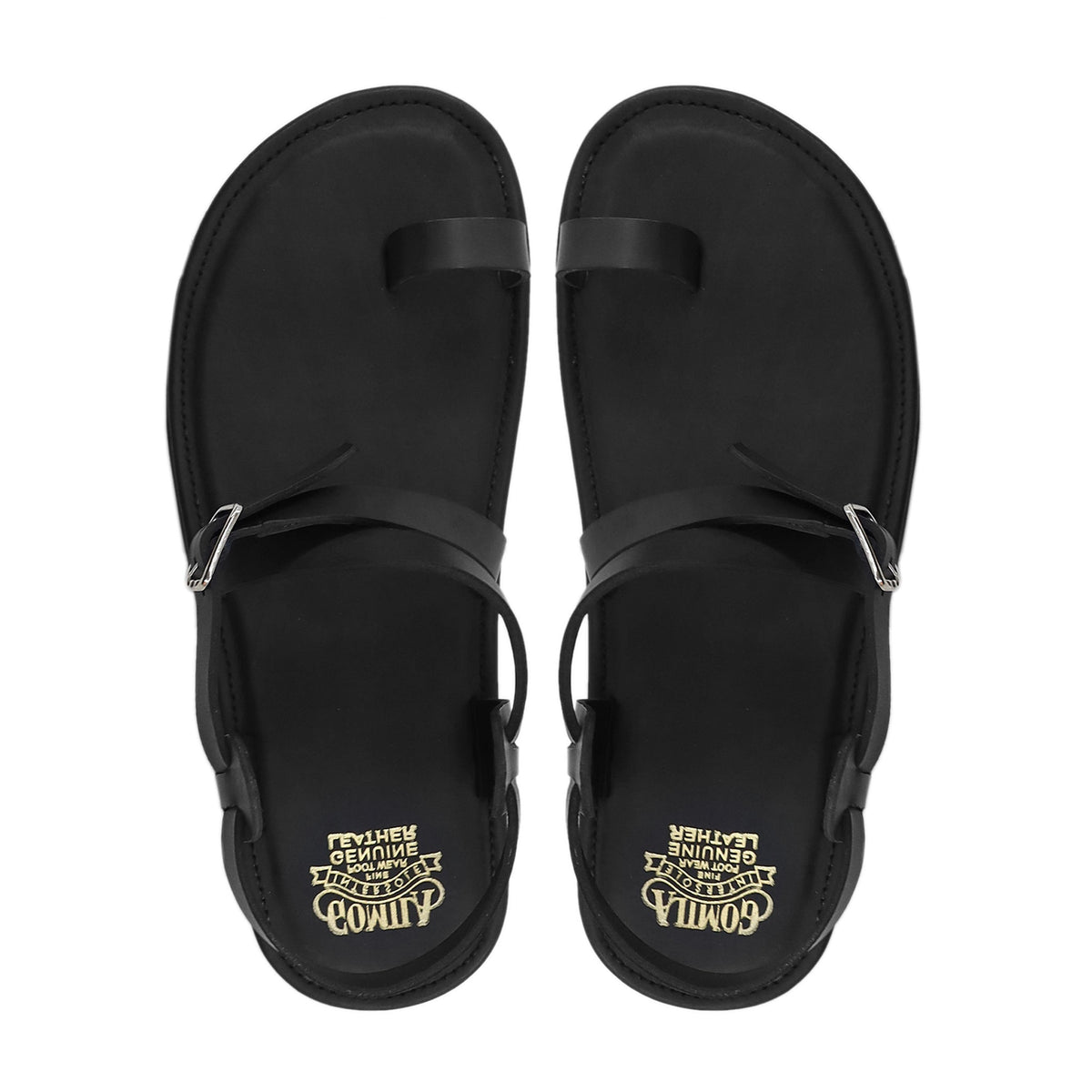 Shuya - Men's Black Calf Leather Sandal