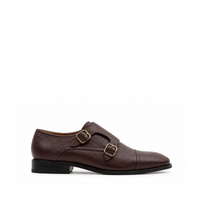 Leo - Men's Oxblood Pebble Grain Leather Double Monkstrap