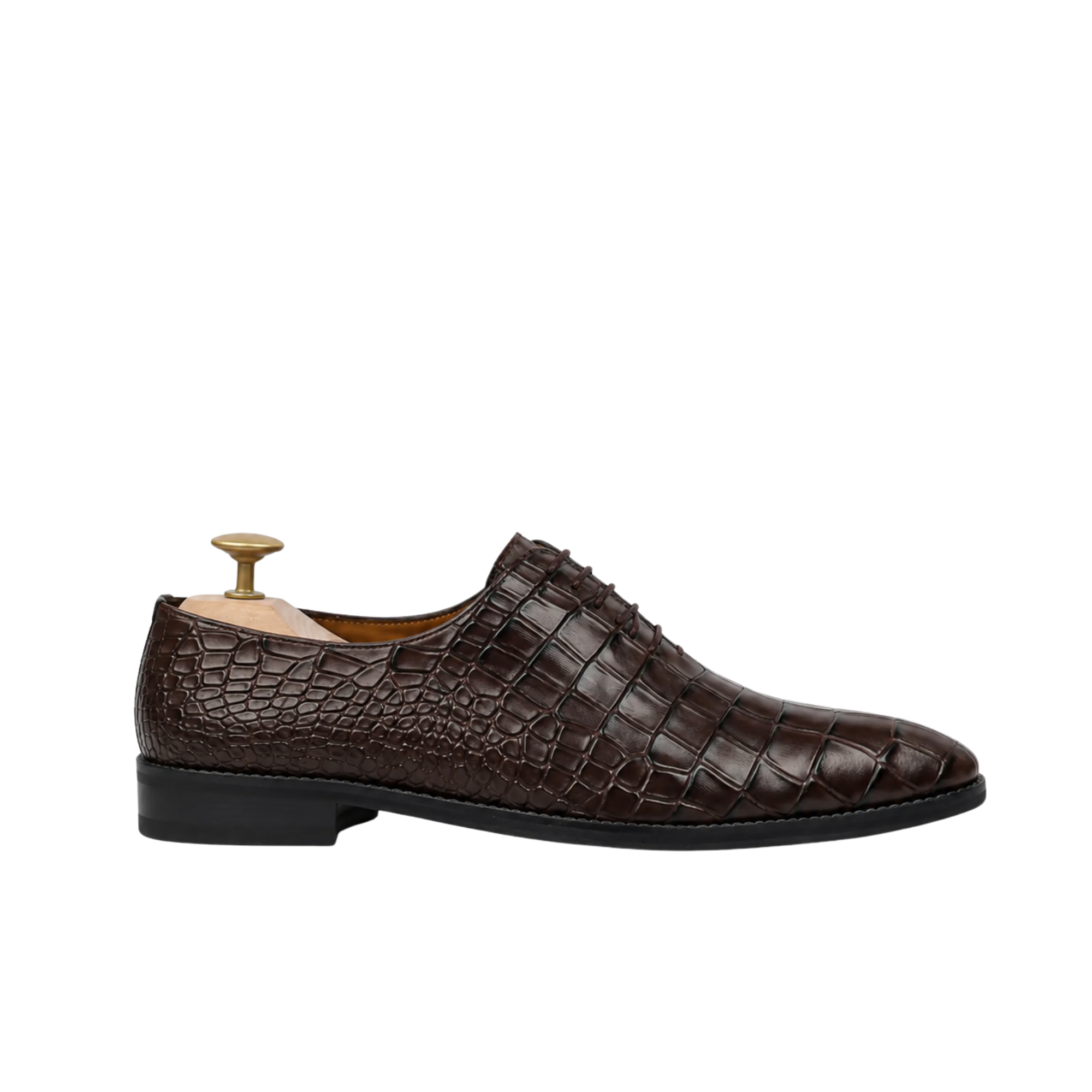 Elvano - Men's Dark Brown Calf Leather Wholecut Shoe
