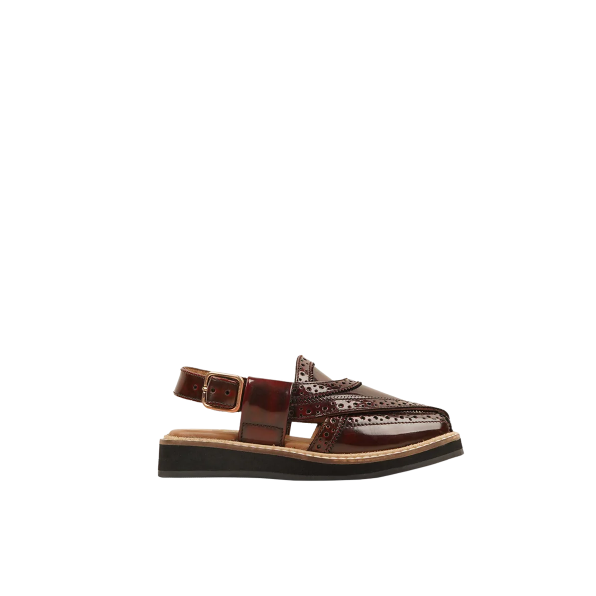 Estadio - Kid's Reddish Brown Box Leather High Shine Sandal (5-12 Years Old)