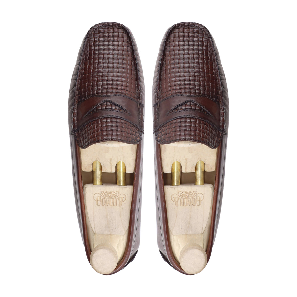 Opal - Men's Dark Brown Calf and Hand Woven Calf Leather Driver Shoe