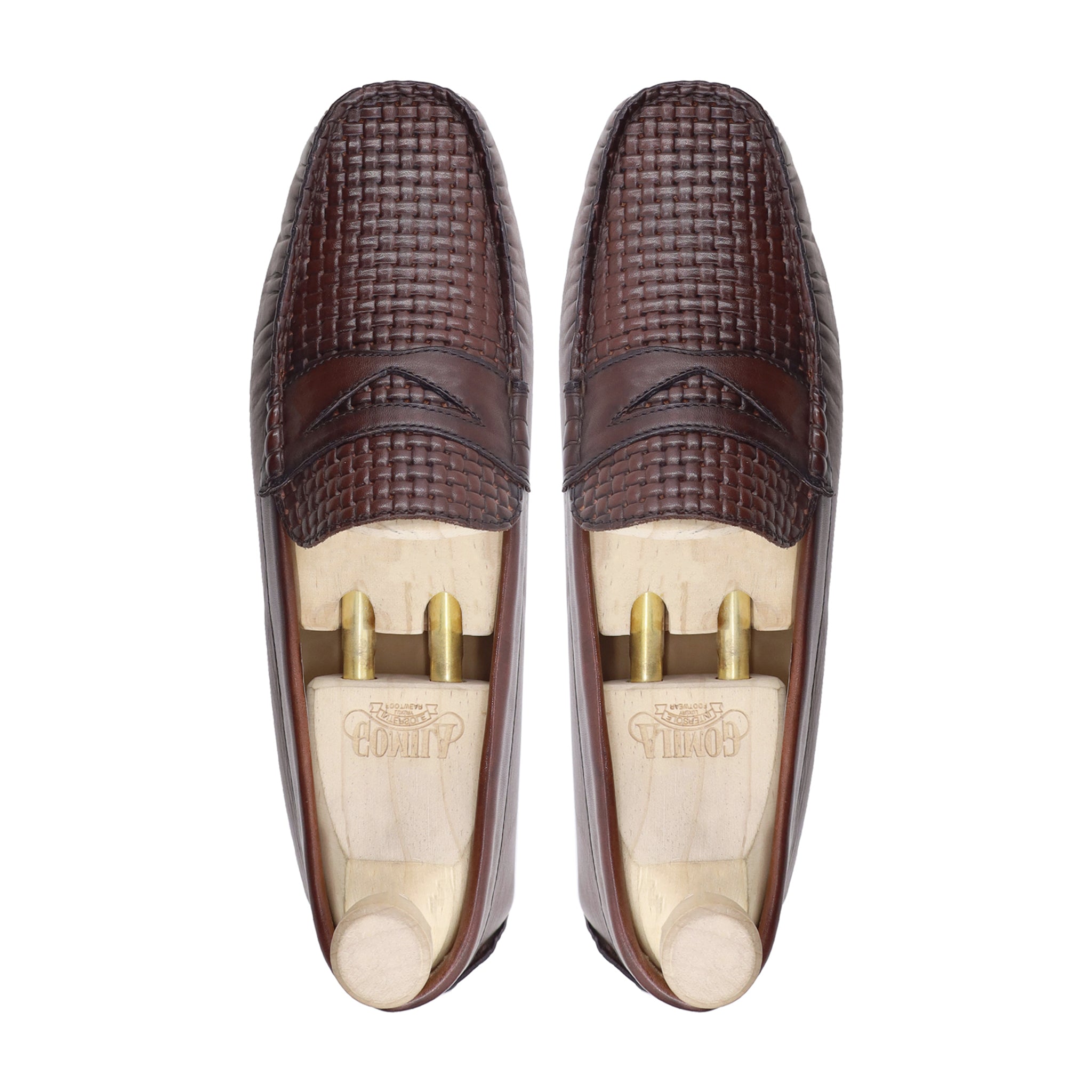 Opal - Men's Dark Brown Calf and Hand Woven Calf Leather Driver Shoe