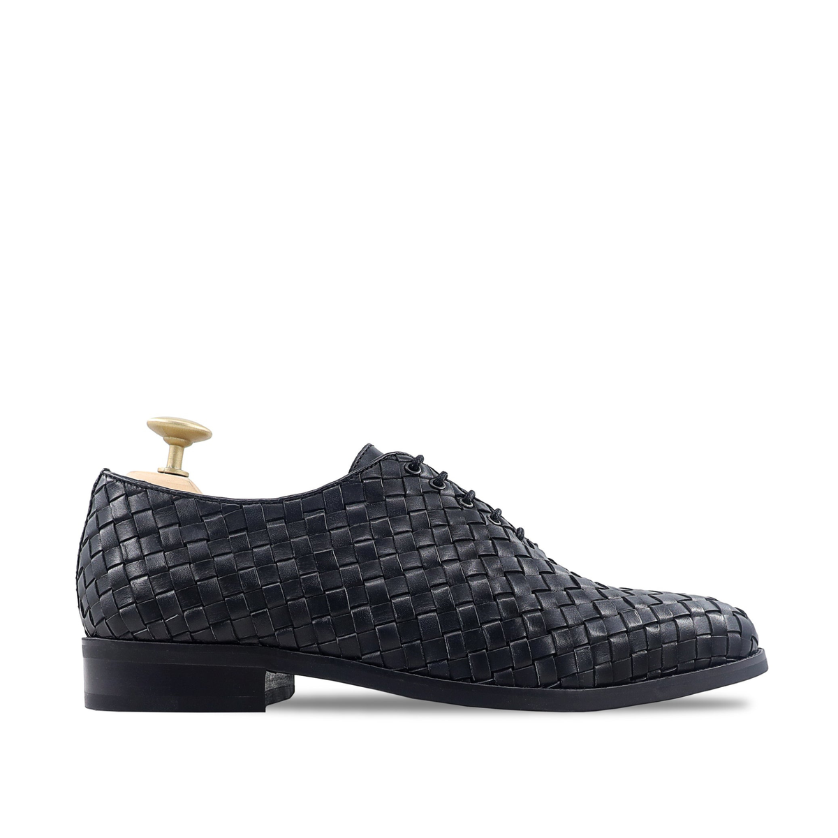 Osaka - Men's Black Hand Woven Calf Leather Wholecut Shoe