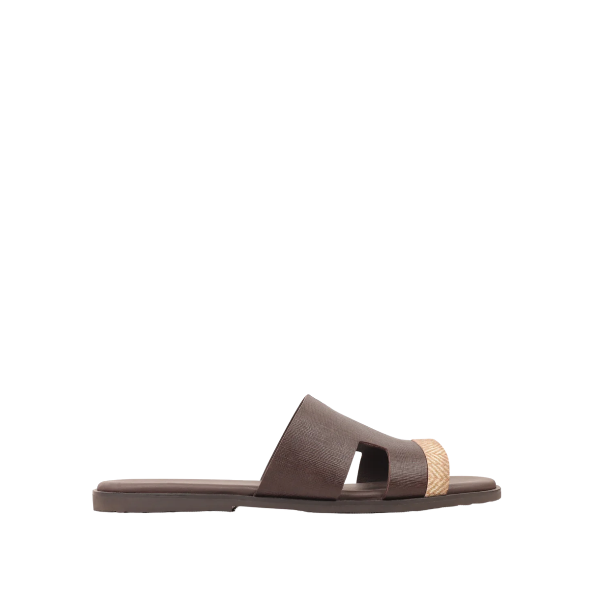 Cameron PRINTED - Men's Dark Brown Calf Leather Slippers