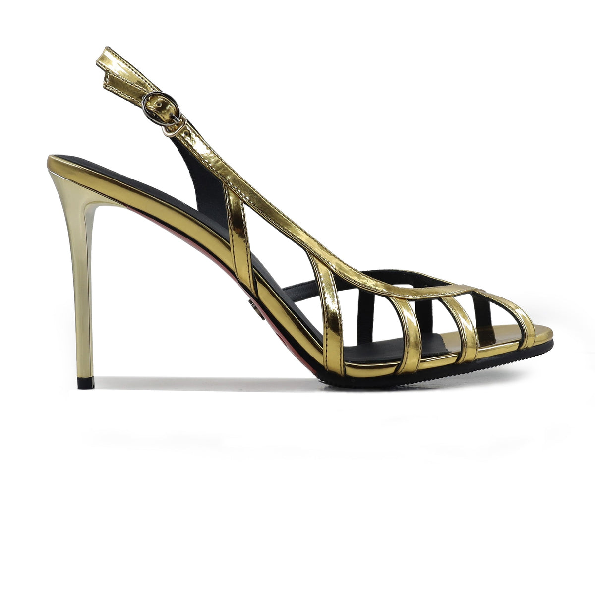 Lily - Women's Golden High Shine Strapped 90mm Heels
