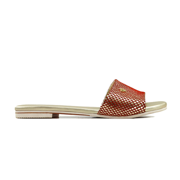 Abbie  - Women's Gold and Red Slipper