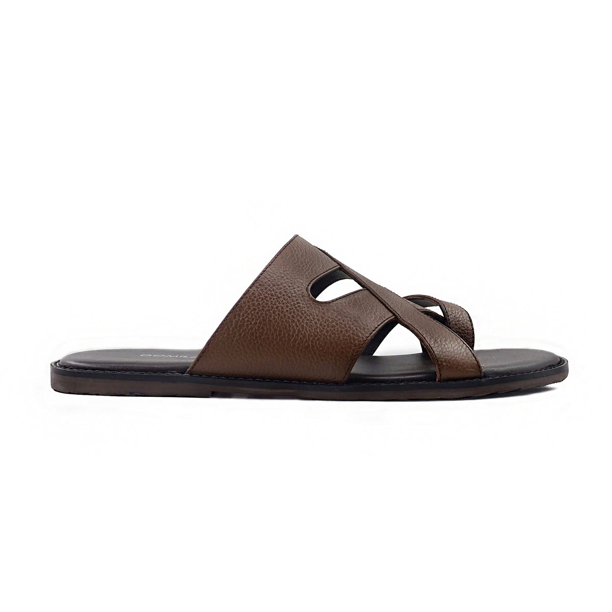 Shugo - Men's Dark Brown Pebble Grain Leather Slipper