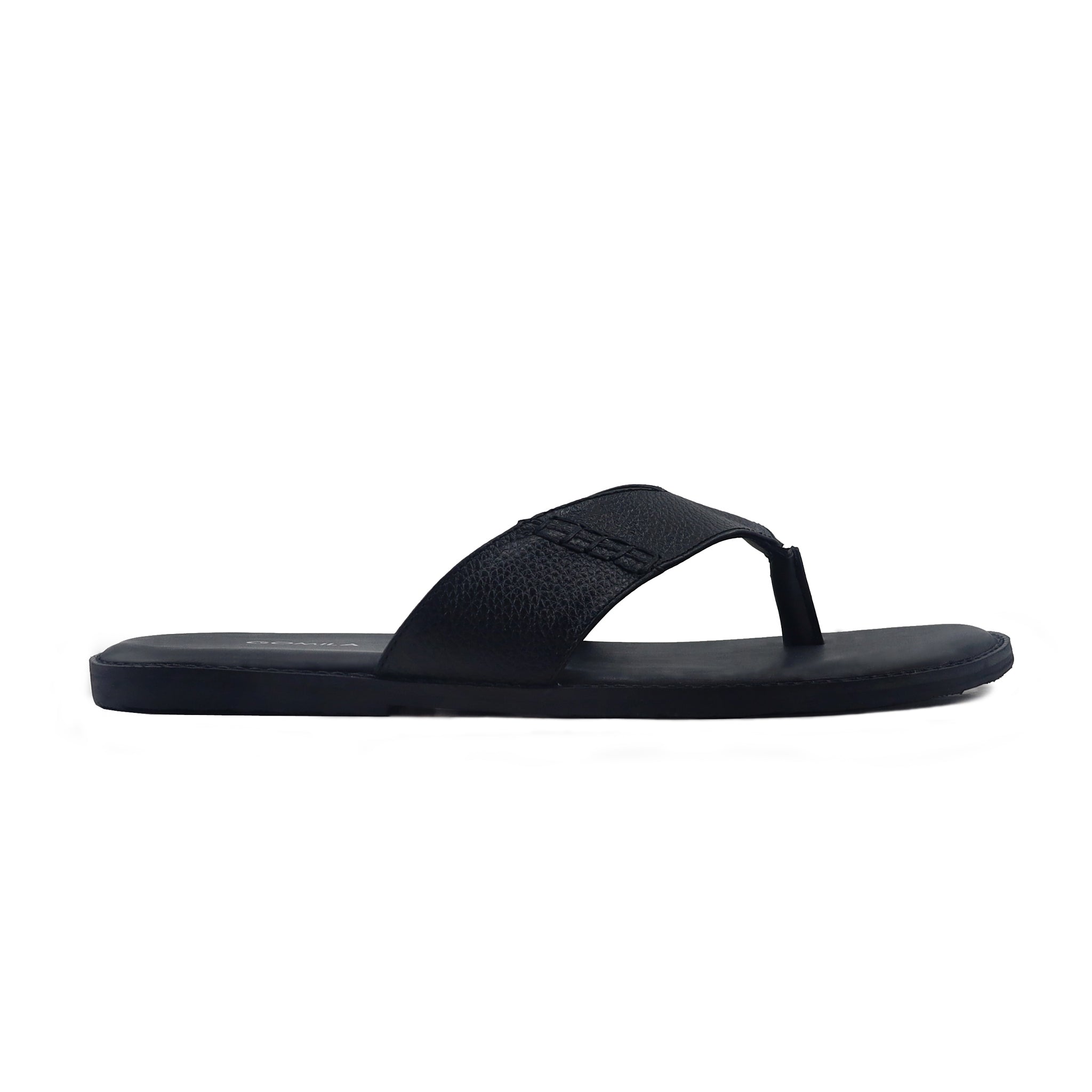 Caelan - Men's Black Pebble Grain Leather Slipper