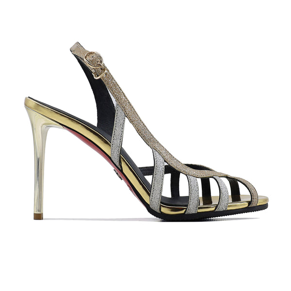 Lily - Women's Silver and Golden Strapped Heels