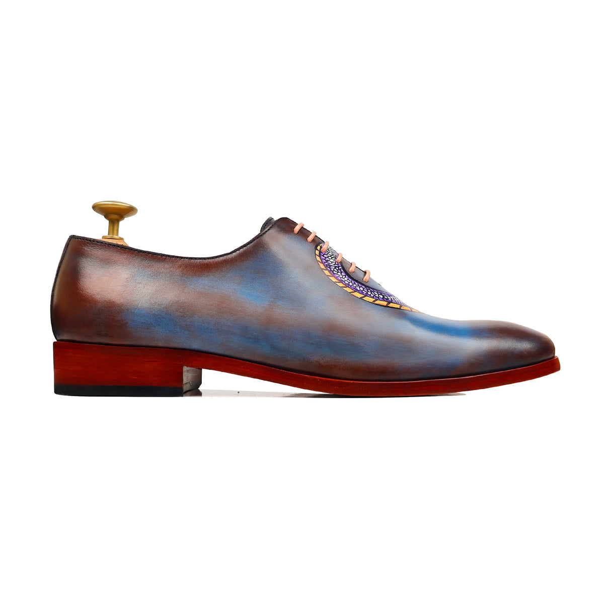 Viper Noir - Men's Burnished Blue Hand Painted Wholecut
