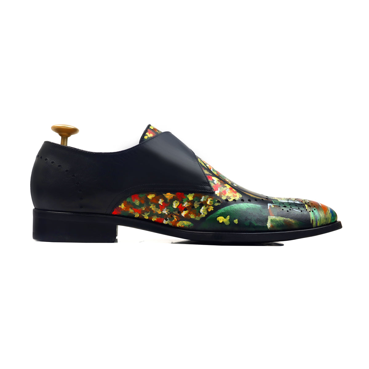 Prism - Men's Black Hand Painted Strapped Loafer