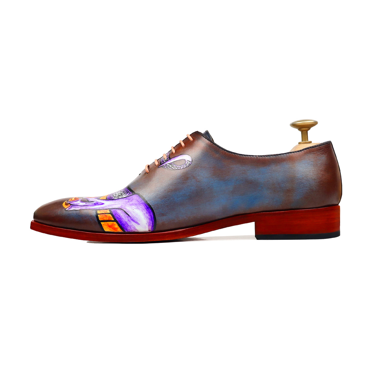 Viper Noir - Men's Burnished Blue Hand Painted Wholecut