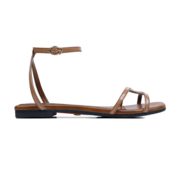 Aloura - Women's High Shine Tan Strapped Sandal