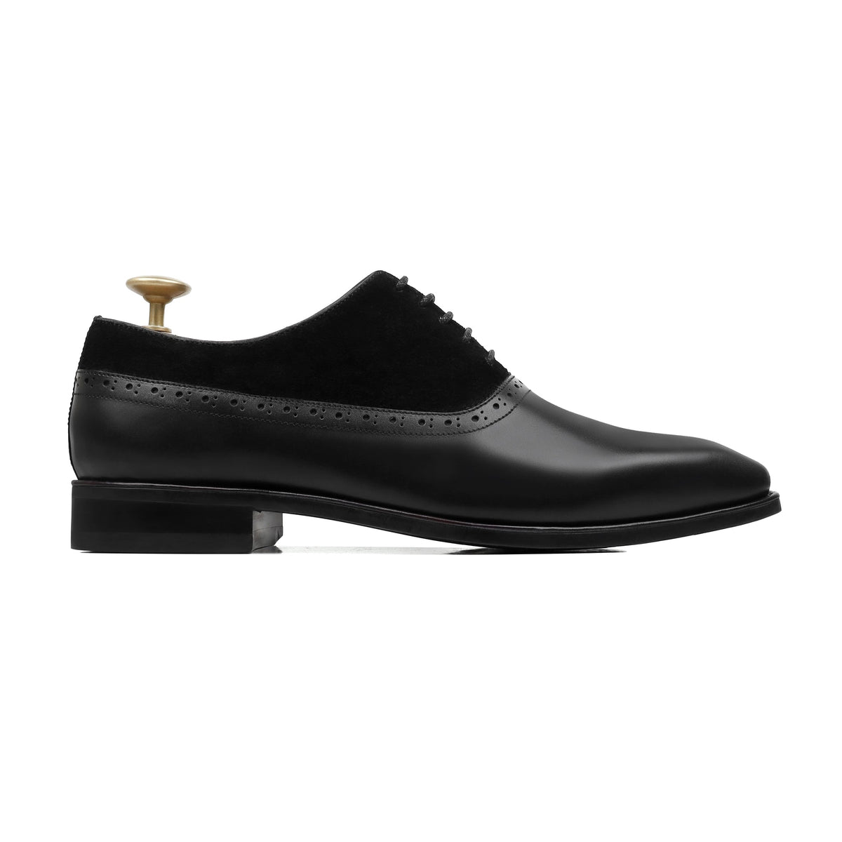 Velox - Men's Black Kid Suede and Calf Leather Oxford Shoe