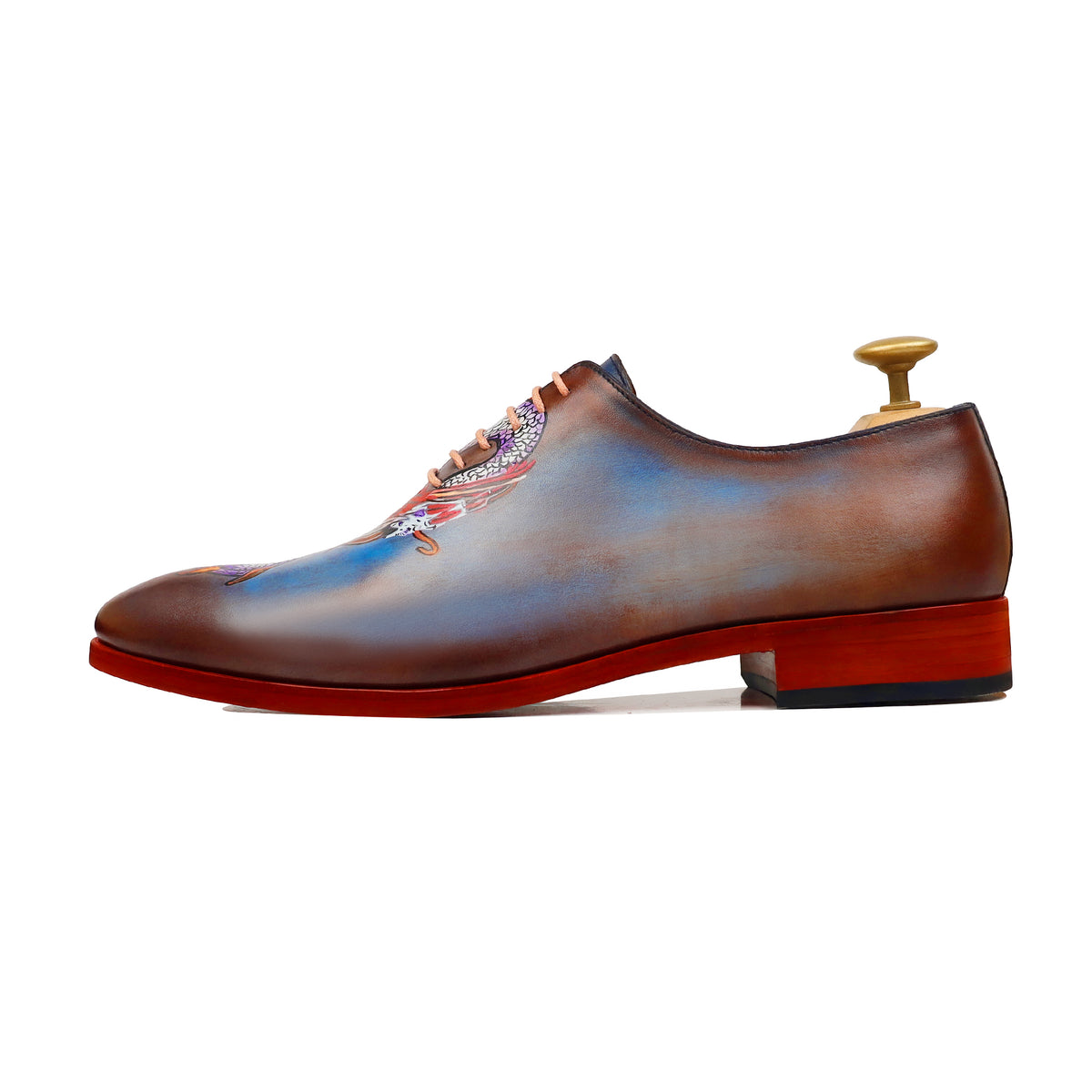 Viper Noir - Men's Burnished Blue Hand Painted Wholecut