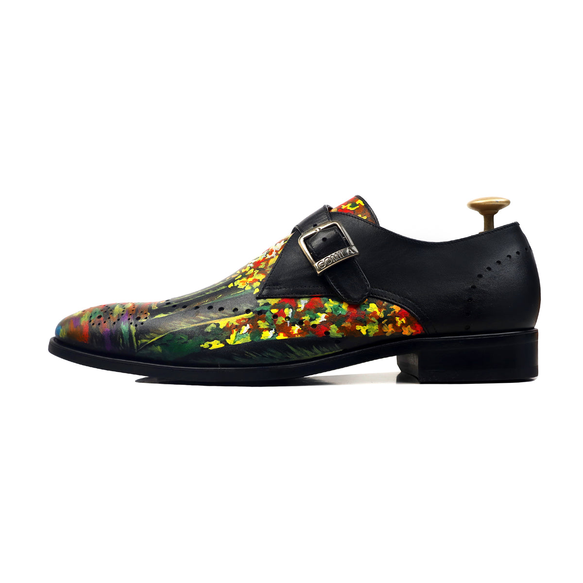 Prism - Men's Black Hand Painted Strapped Loafer