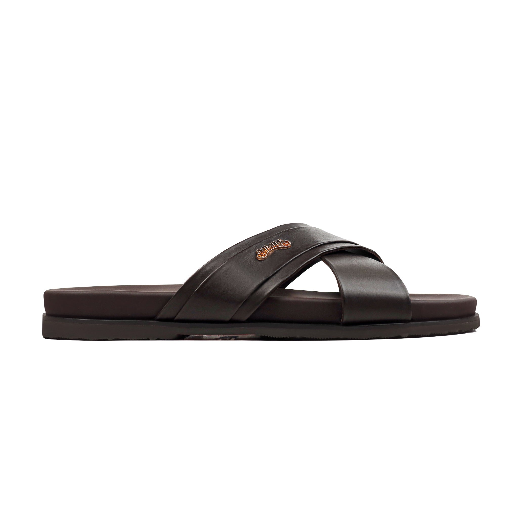 Vansi - Men's Dark Brown Calf Leather Slipper