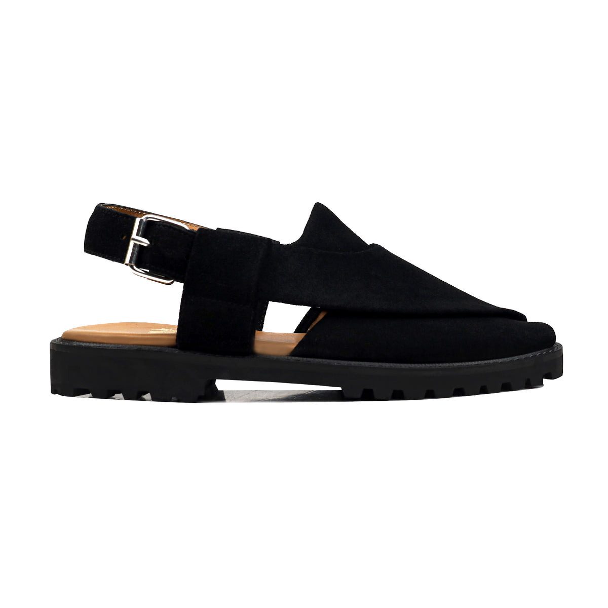 Nikki - Men's Black Kid Suede Sandal