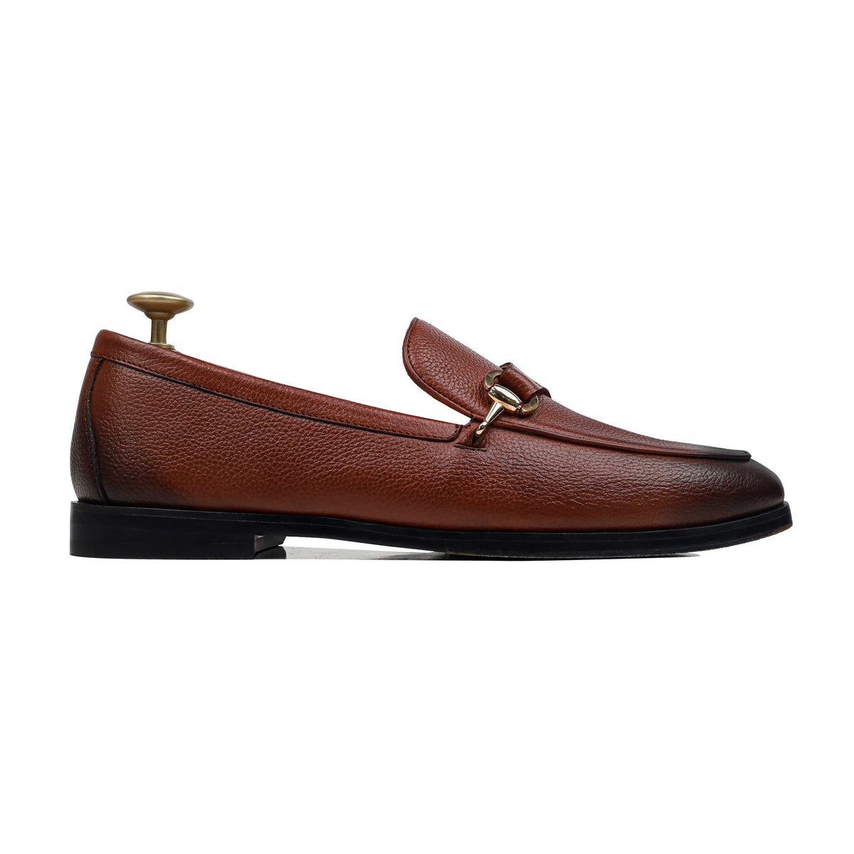 Belmont - Men's Burnished Reddish Brown Pebble Grain Leather Loafer