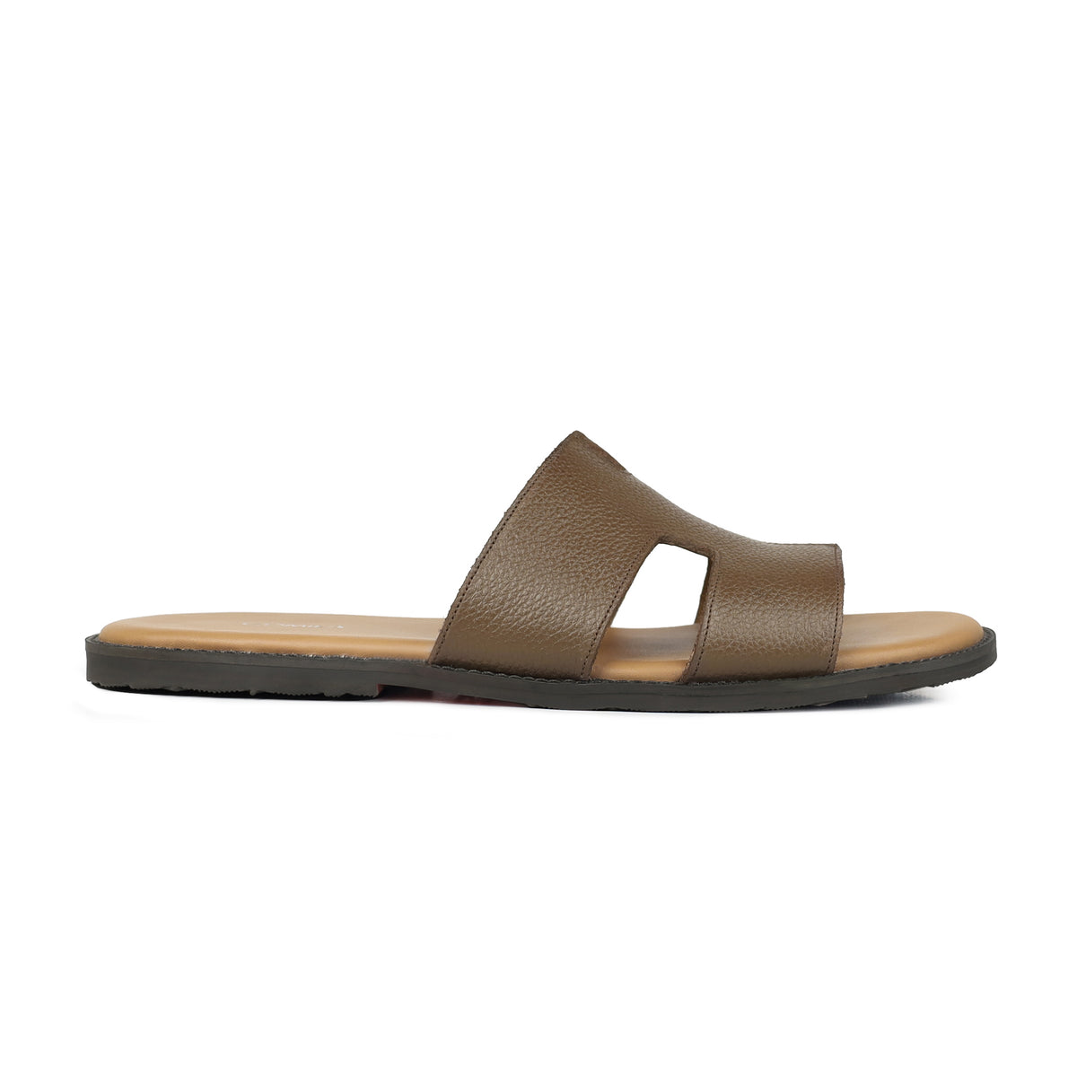 Aroma - Men's Brown Pebble Grain Leather Slipper