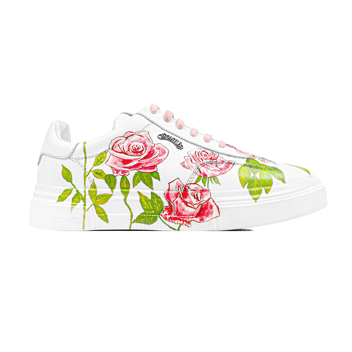 Blaze Lily - Men's White Hand Painted Sneaker