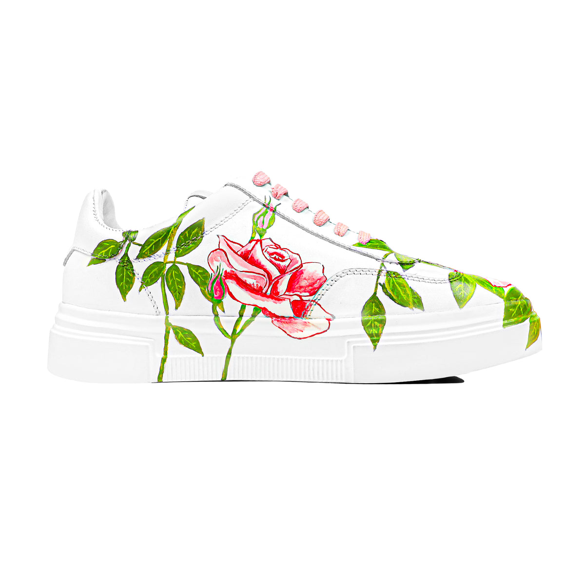 Blaze Lily - Men's White Hand Painted Sneaker