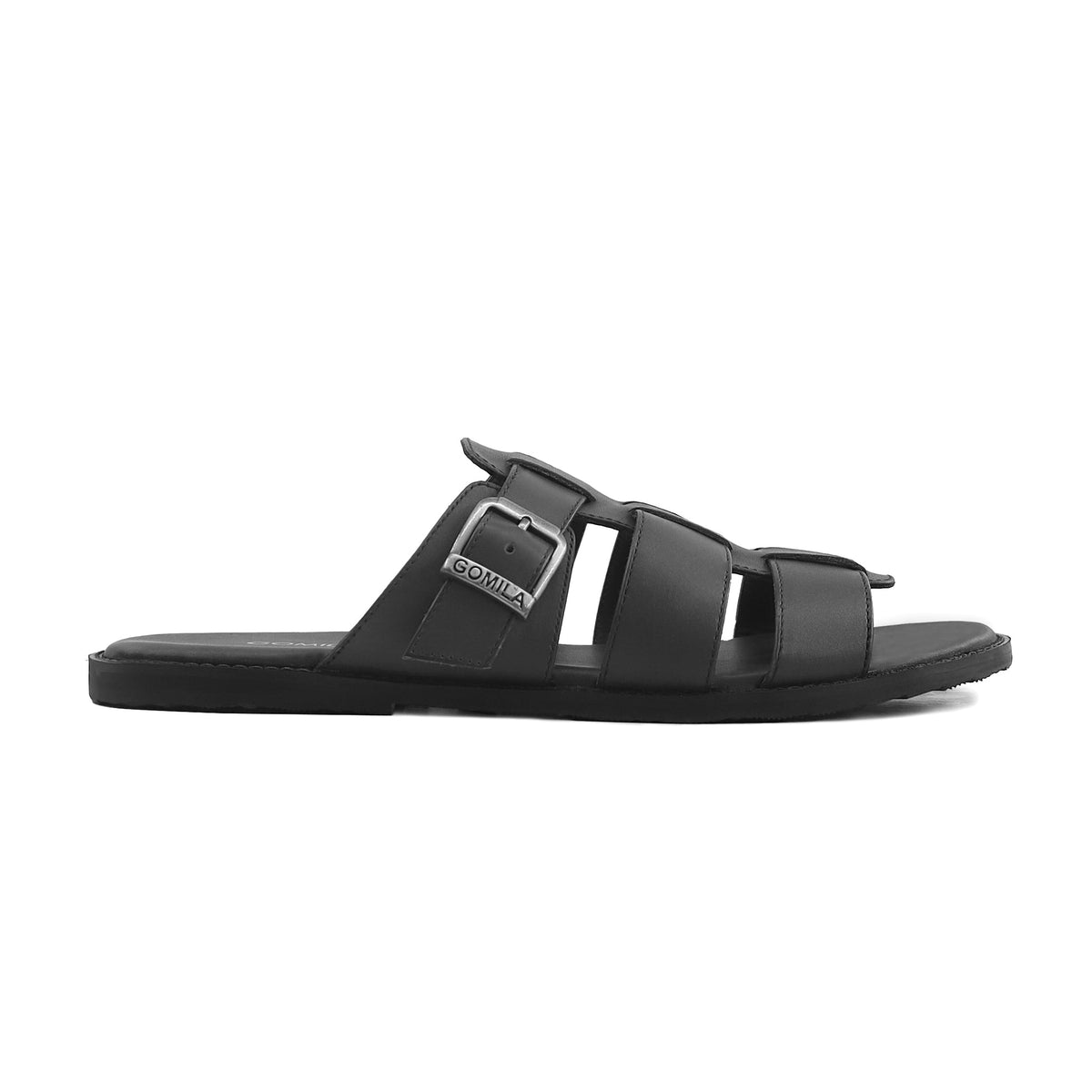 Ackley - Men's Black Calf Leather Slipper