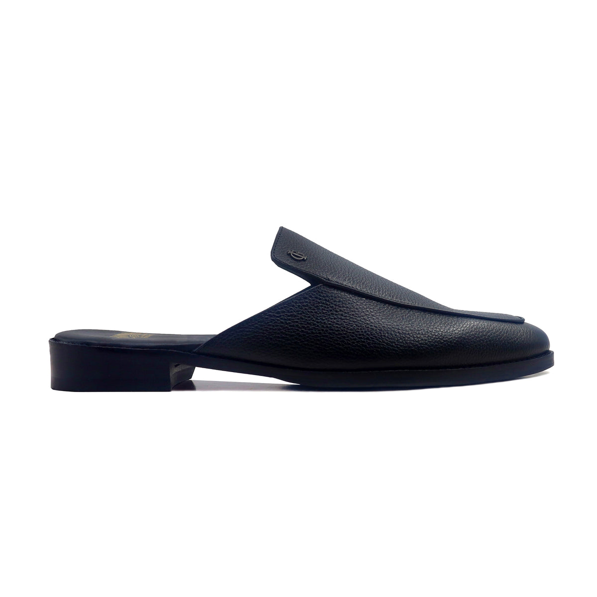 Dylan - Men's Black Pebble Grain Leather Slipper