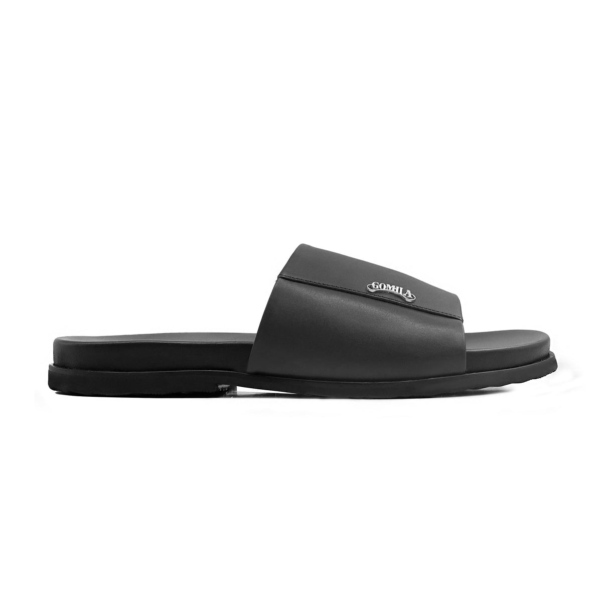 Julio - Men's Black Calf Leather Slipper