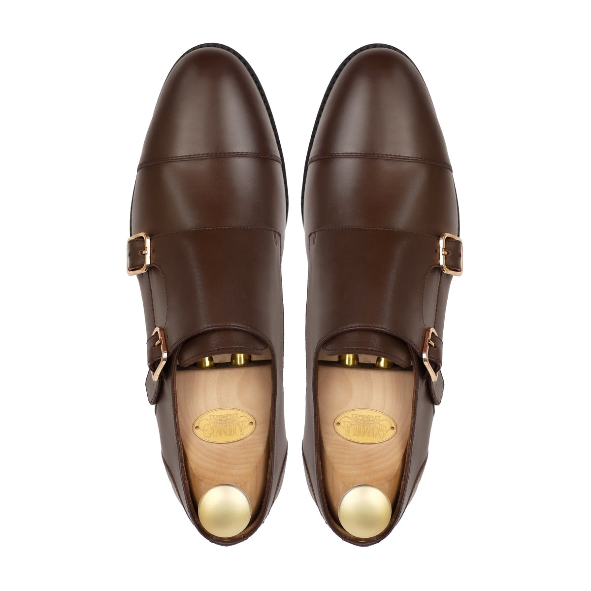 Allin - Men's Brown Calf Leather Double Monkstrap