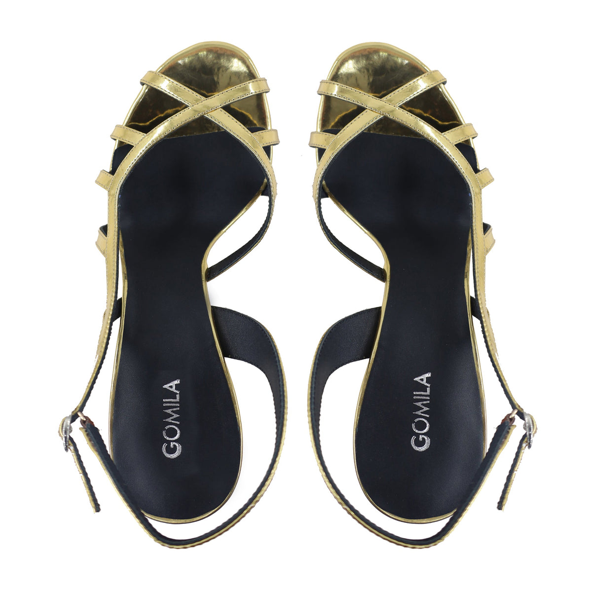 Lily - Women's Golden High Shine Strapped 90mm Heels