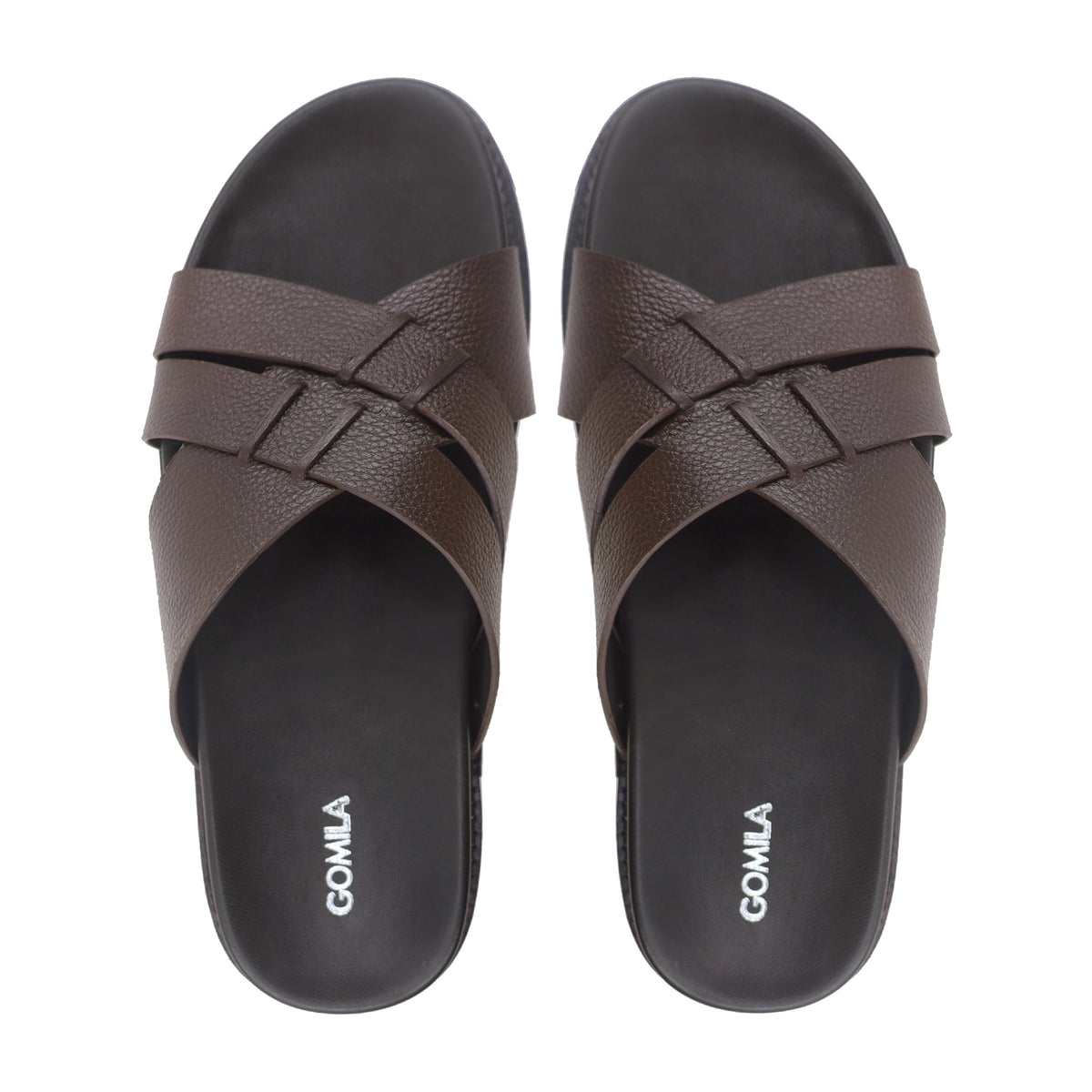 Callum - Men's Dark Brown Pebble Grain Leather Slipper