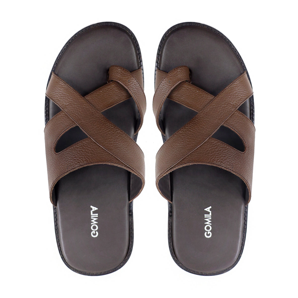 Shugo - Men's Dark Brown Pebble Grain Leather Slipper