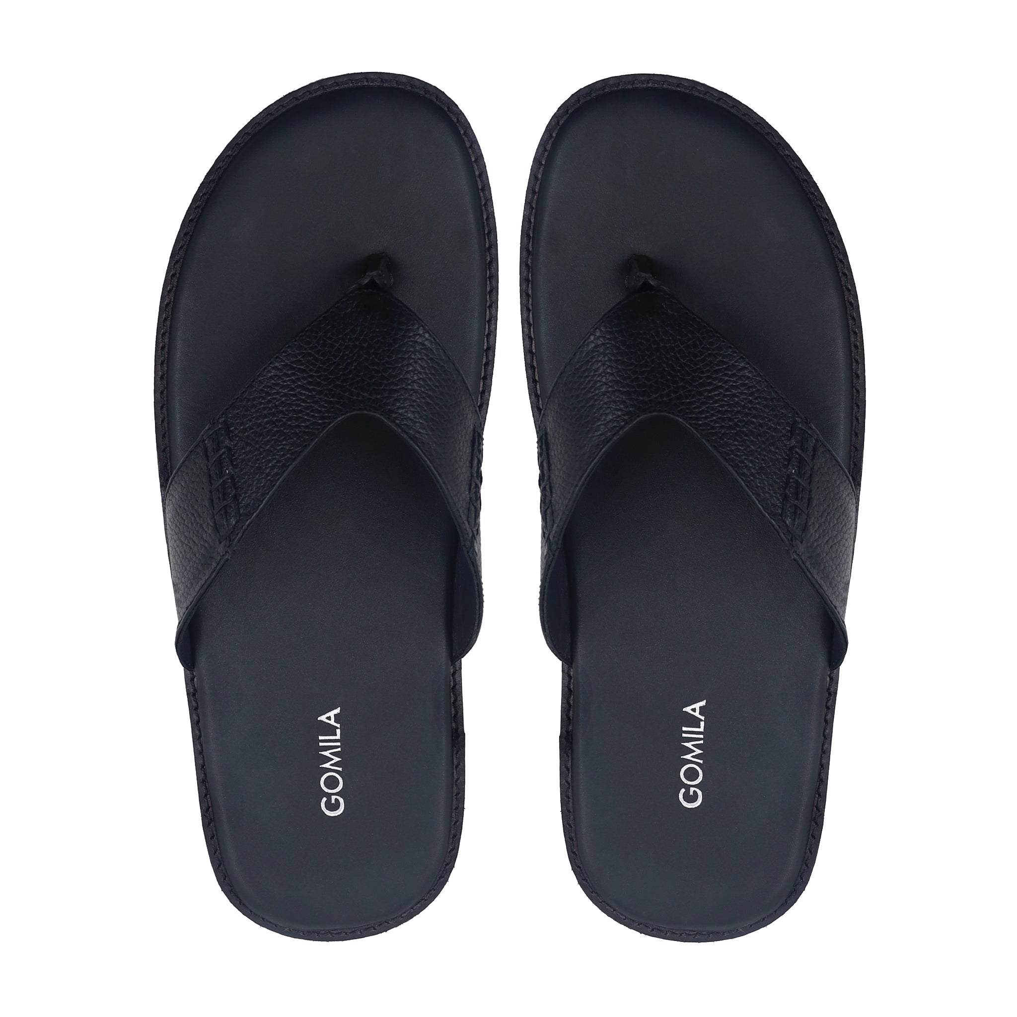 Caelan - Men's Black Pebble Grain Leather Slipper