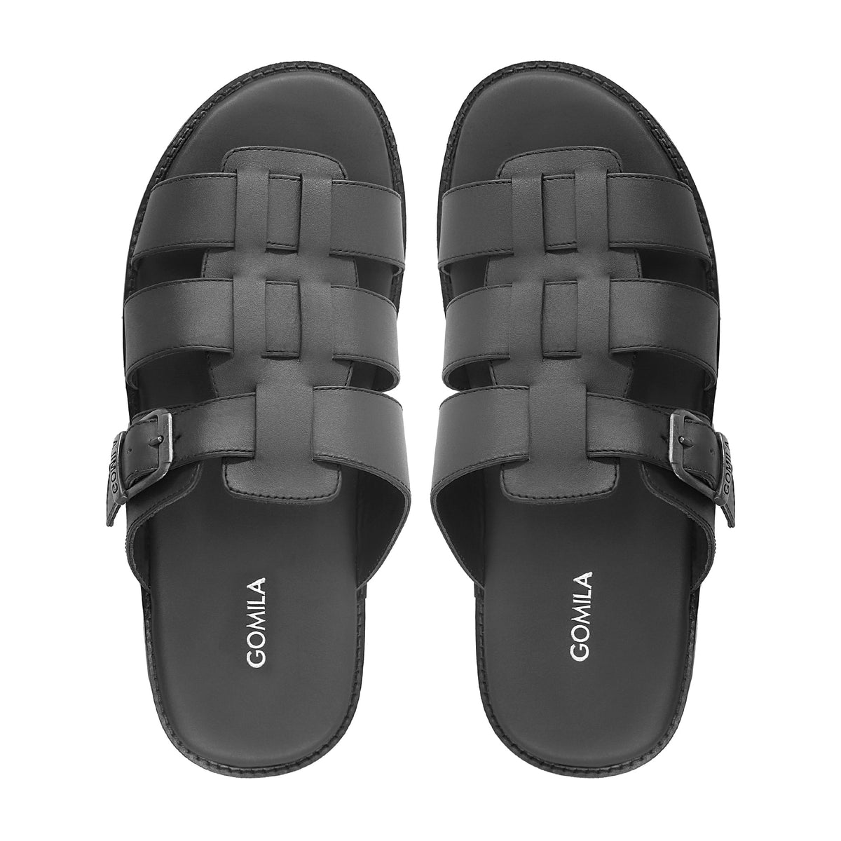 Ackley - Men's Black Calf Leather Slipper