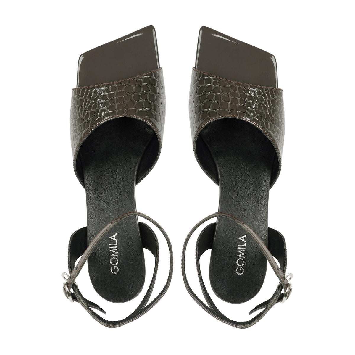 Glamstep - Women's Dark Grey Strapped 50mm Heel