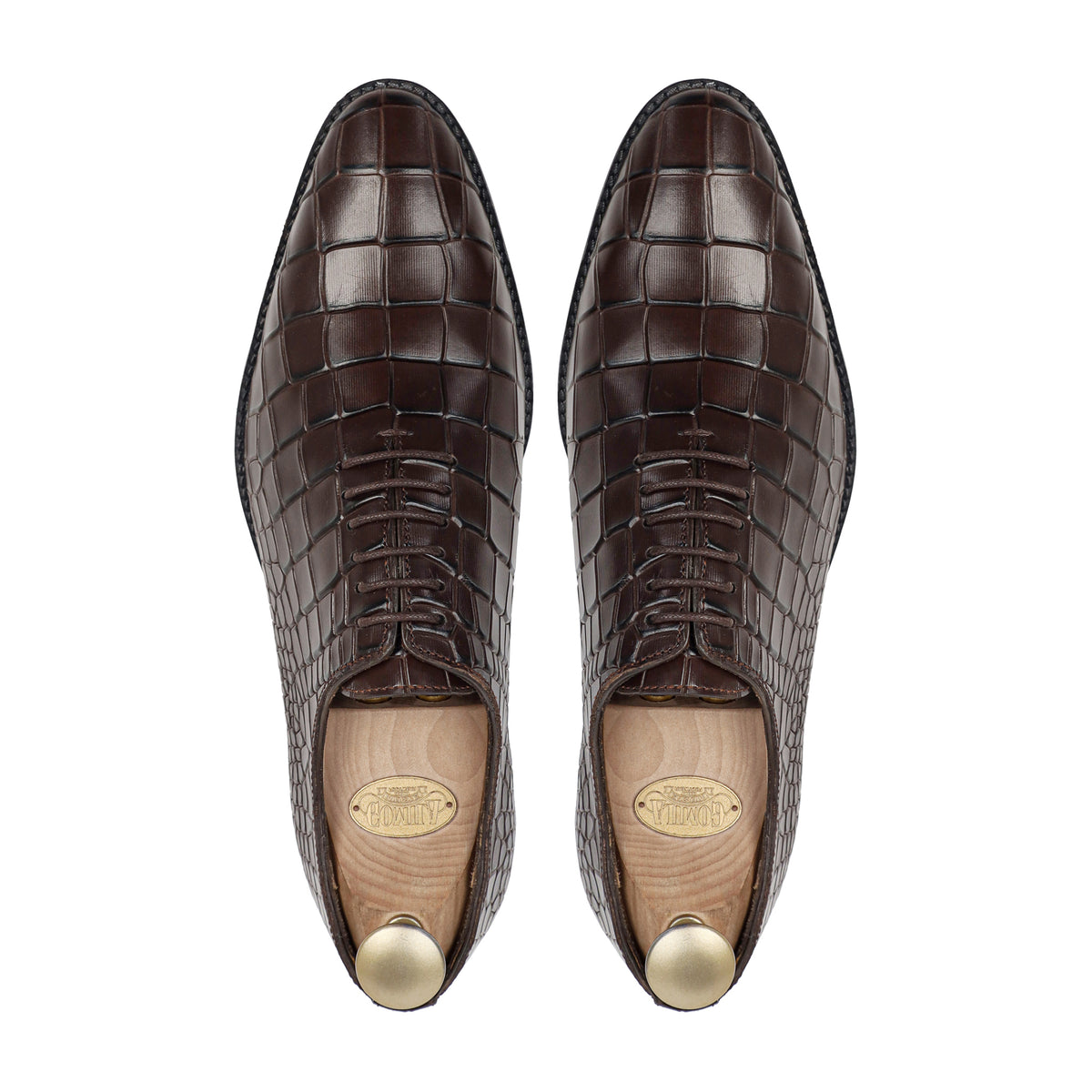 Elvano - Men's Dark Brown Calf Leather Wholecut Shoe