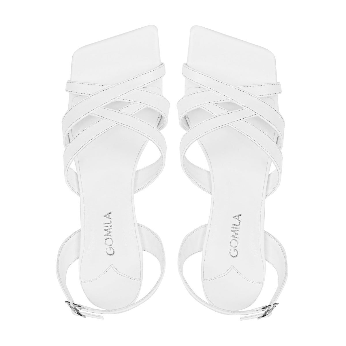Fion - Women's White Strapped 50mm Heel