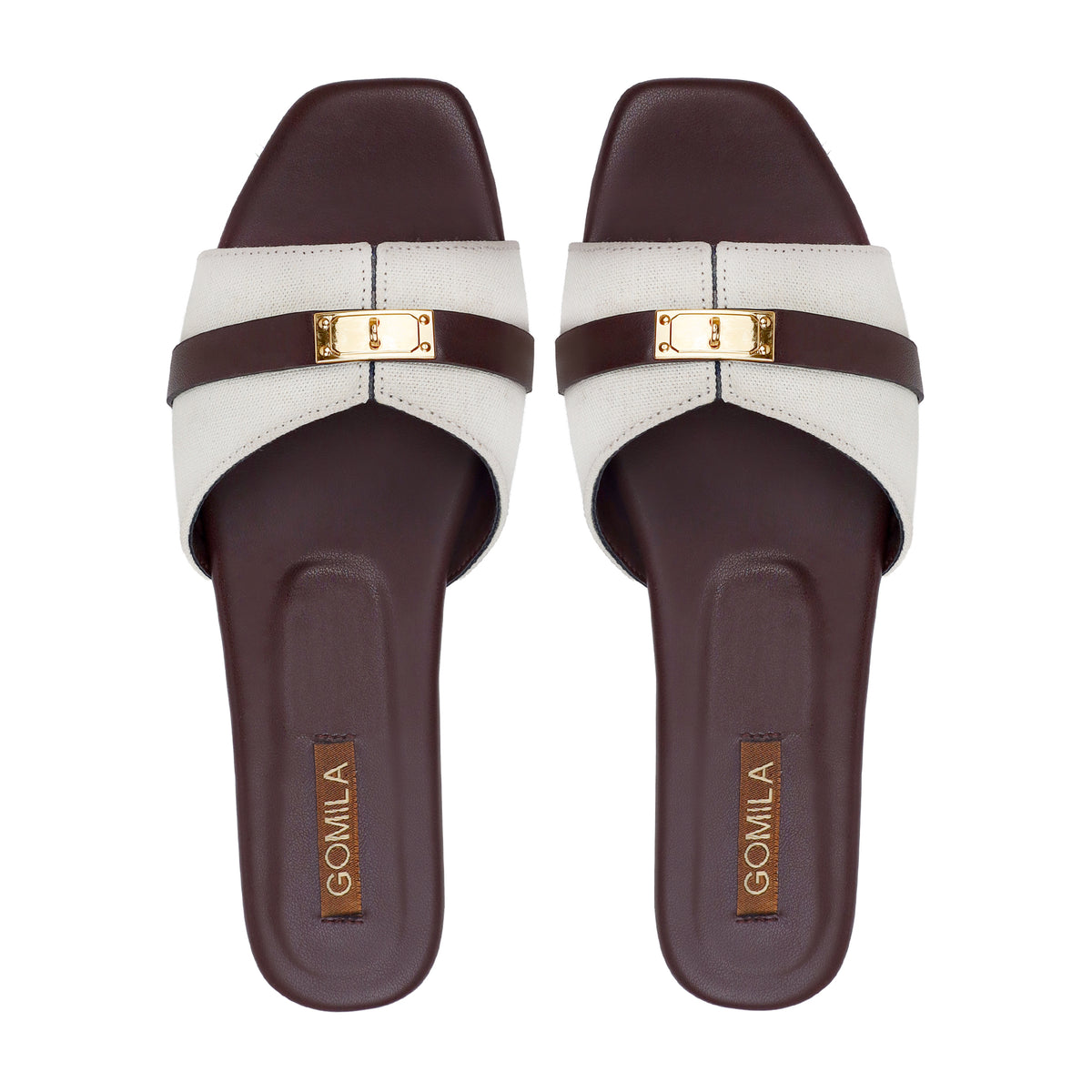 Nira - Women's Dark Brown And White Slipper