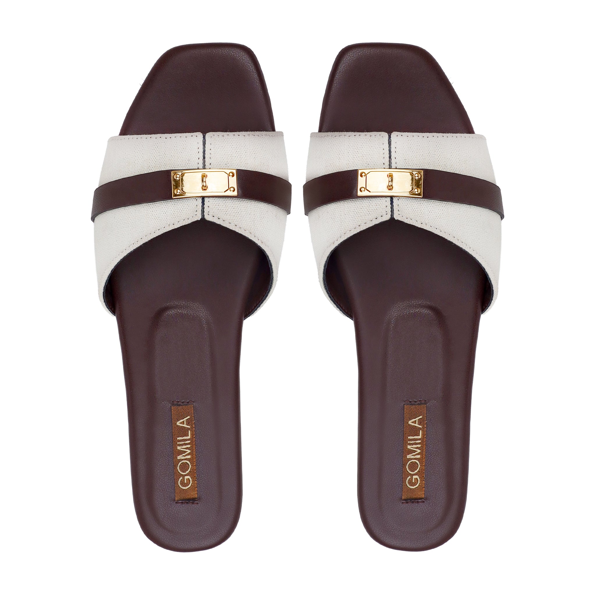 Nira - Women's Dark Brown And White Slipper