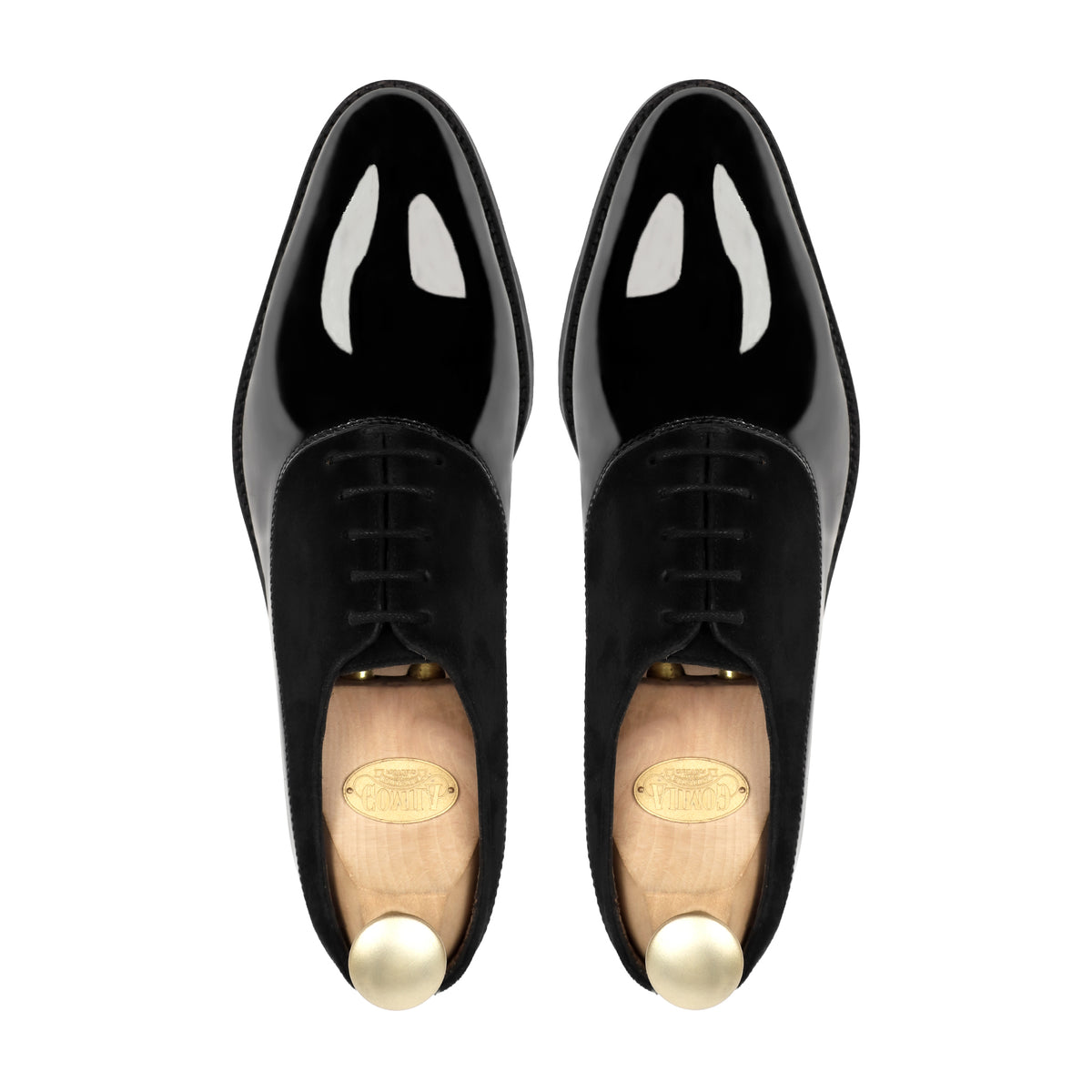 Aristo - Men's Black Patent Leather and Kid Suede Oxford Shoe