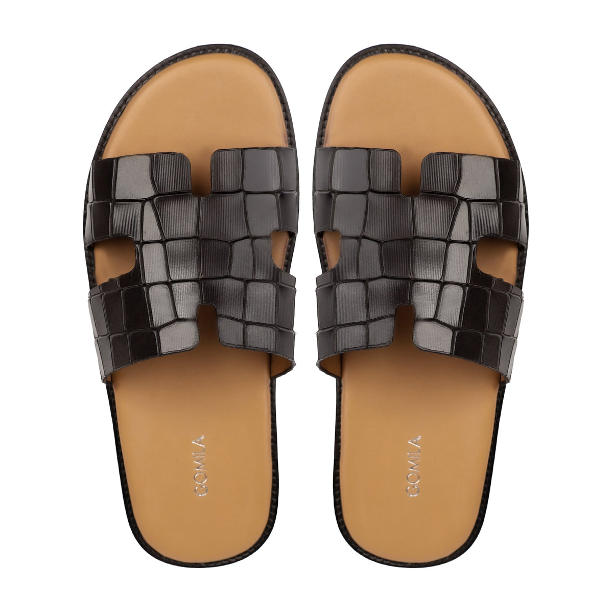 Cameron CROCO - Men's Dark Brown Crocodile Embossed Calf Leather Slipper