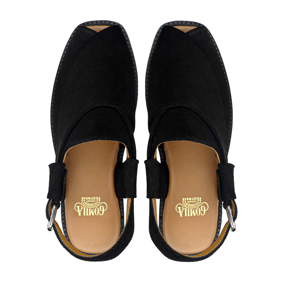 Nikki - Men's Black Kid Suede Sandal