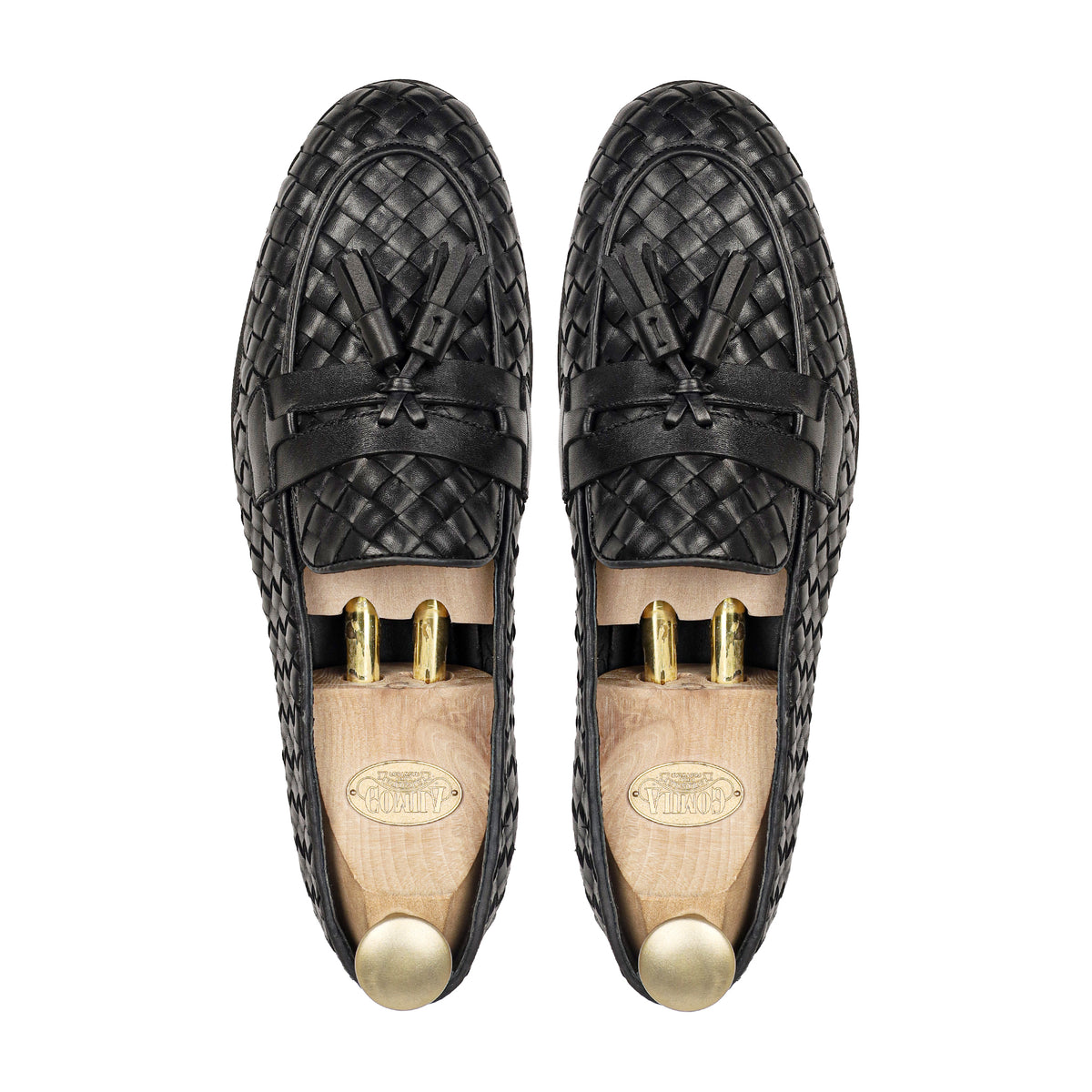 Bralton - Men's Black Hand Woven Calf Leather Loafer